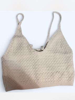 Textured Knit Tank in Light Beige